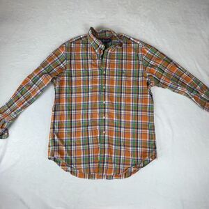 Ralph Lauren Button Up Shirt Mens Large Orange Plaid Long Sleeve‎ Classic Fit